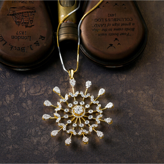 Diamond starburst pendant brooch