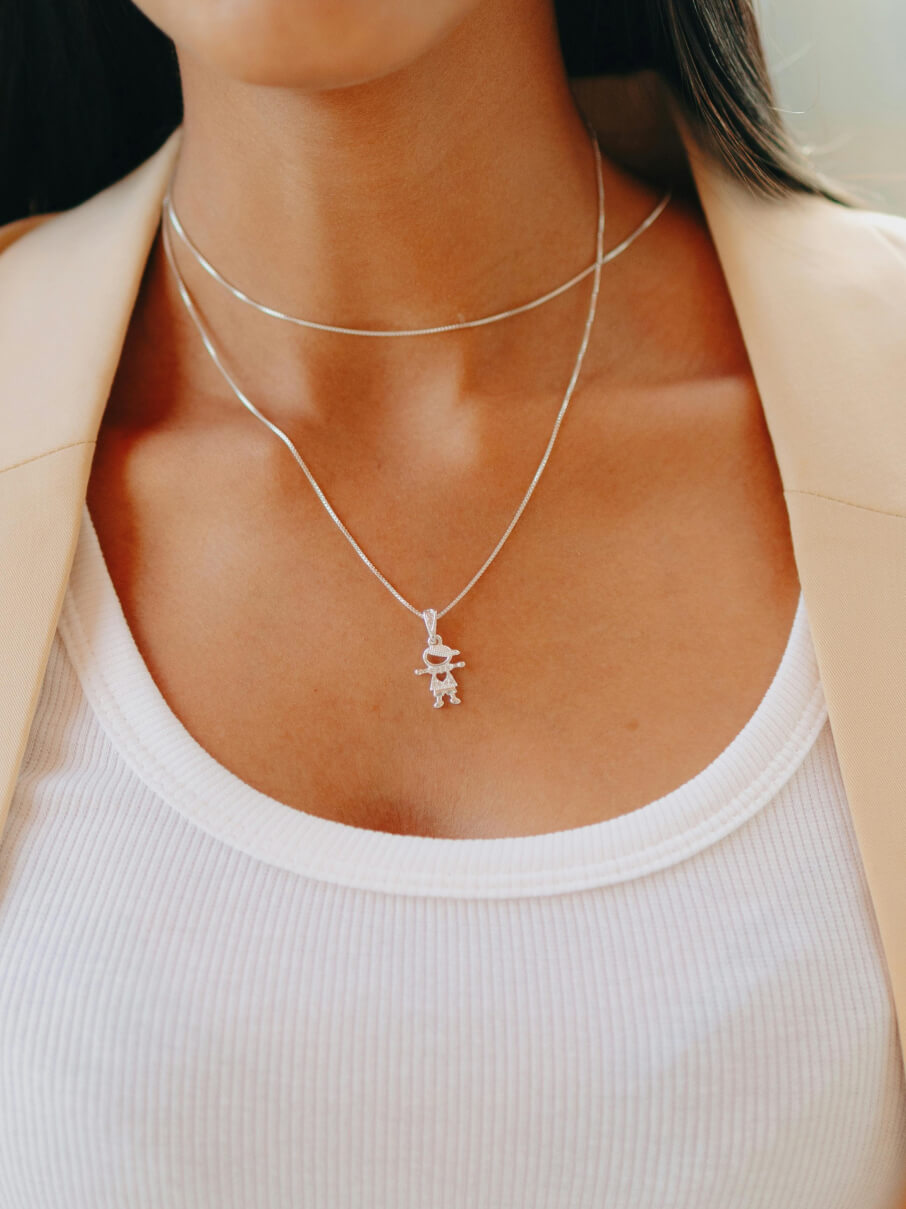 Sterling silver charm pendant on a fine double box chain